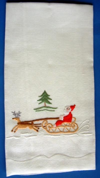 #Santa with Sleigh Guest Towel#