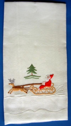 Santa with Sleigh Guest Towel
